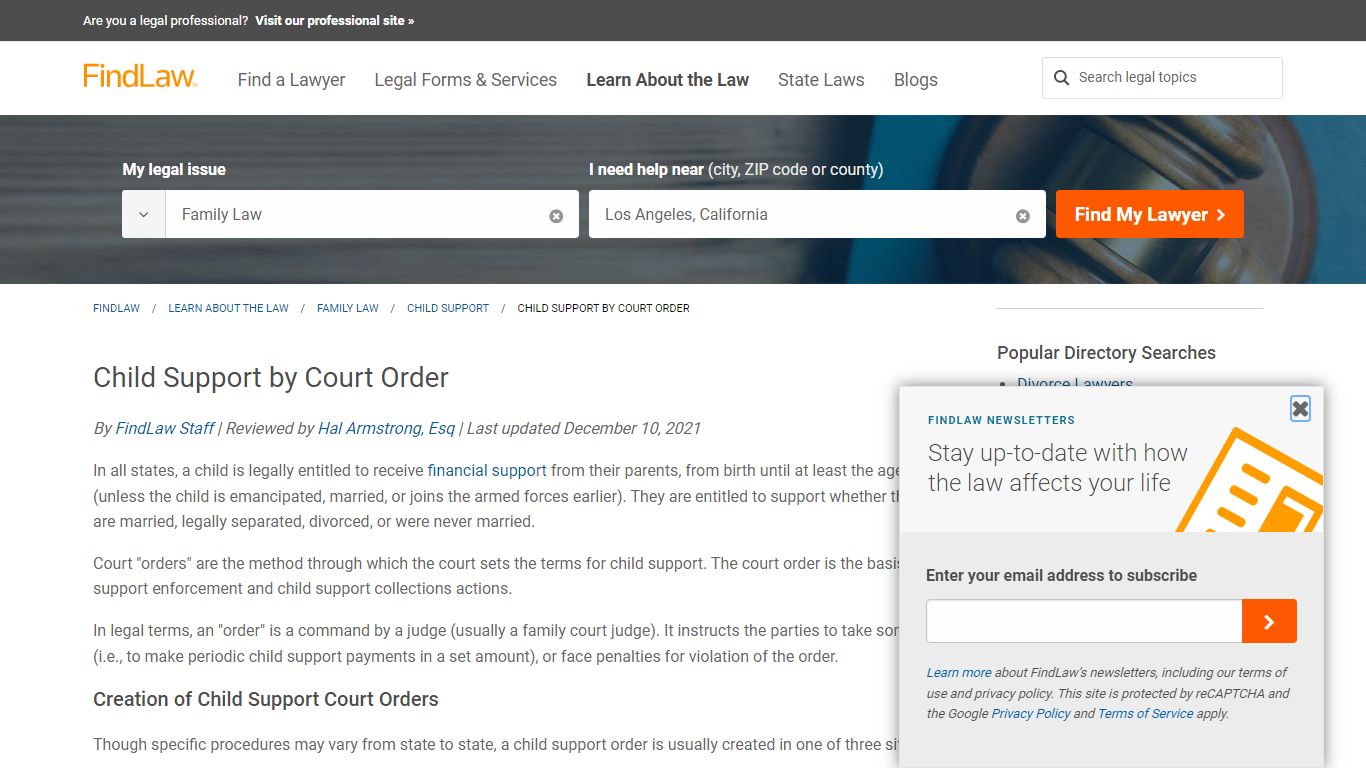 Child Support by Court Order - FindLaw